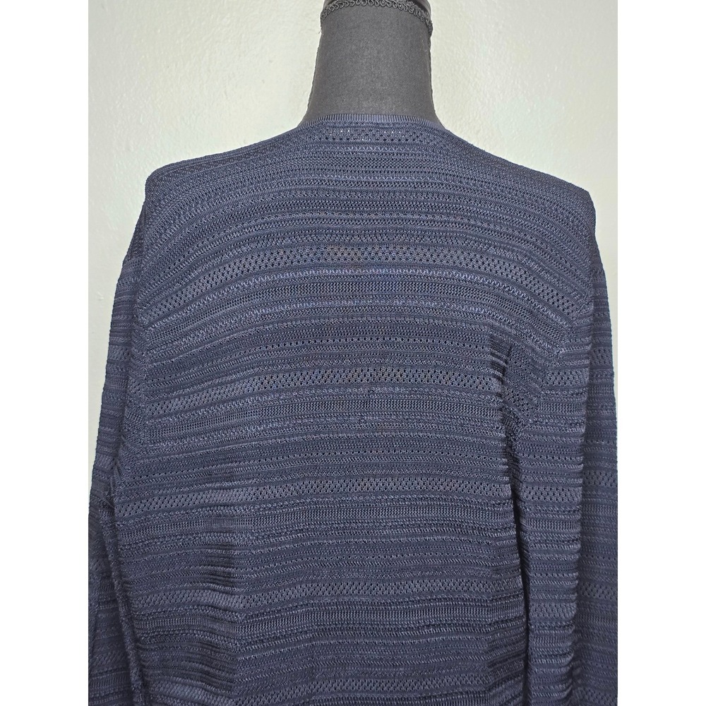 Ralph Lauren Black Label Navy Open Front Textured Knit Cardigan Size L - Picture 7 of 11